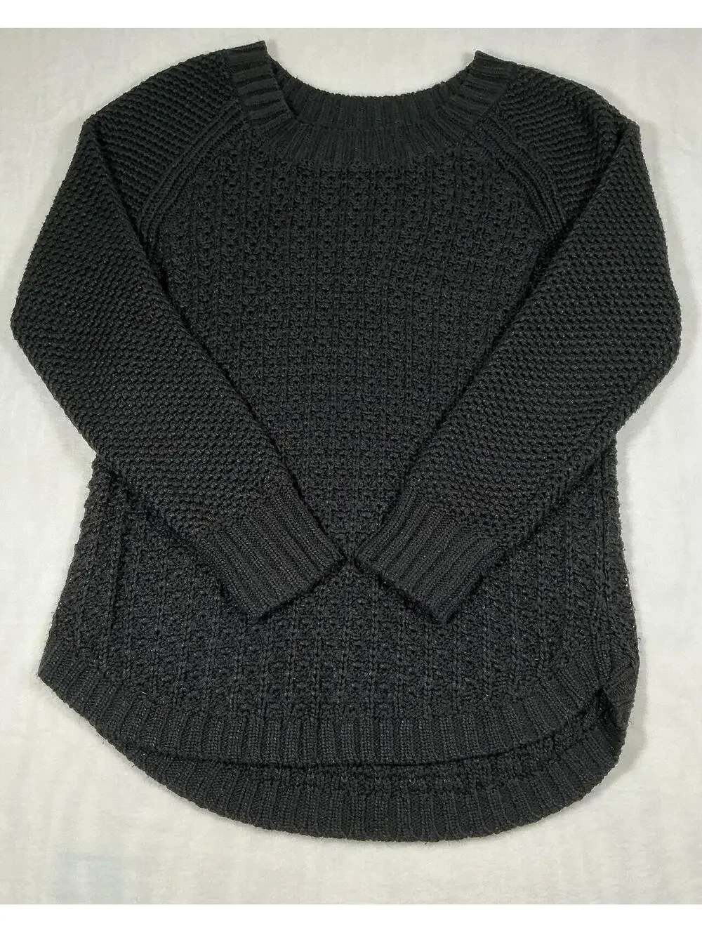 Calvin Klein Jeans Black Textured Knit‎ Crewneck Sweater Size M
